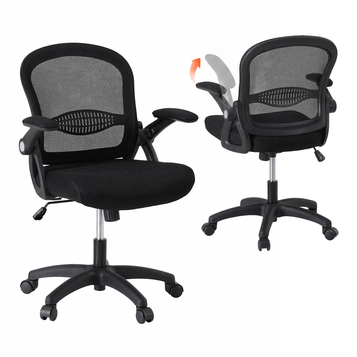 Artiss Mesh Office Chair Black Mid Back Computer Desk Chair
