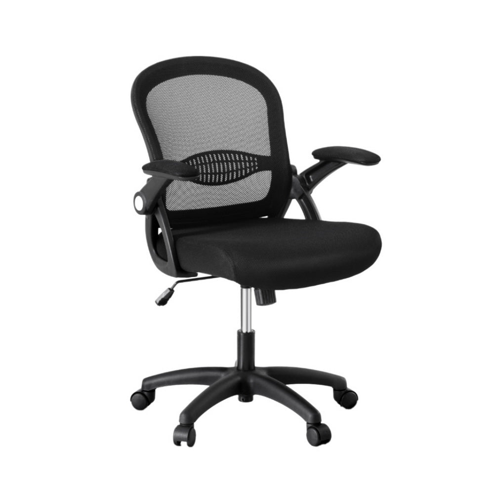 Artiss Mid-Back Mesh Office Chair Black Gaming Desk Adjustable