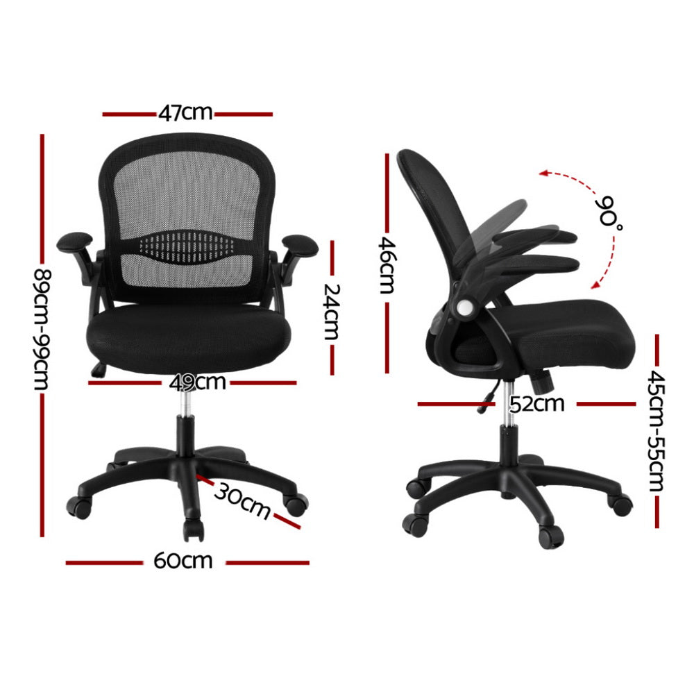 Artiss Mid-Back Mesh Office Chair Black Gaming Desk Adjustable