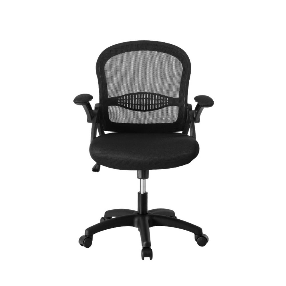 Artiss Mid-Back Mesh Office Chair Black Gaming Desk Adjustable