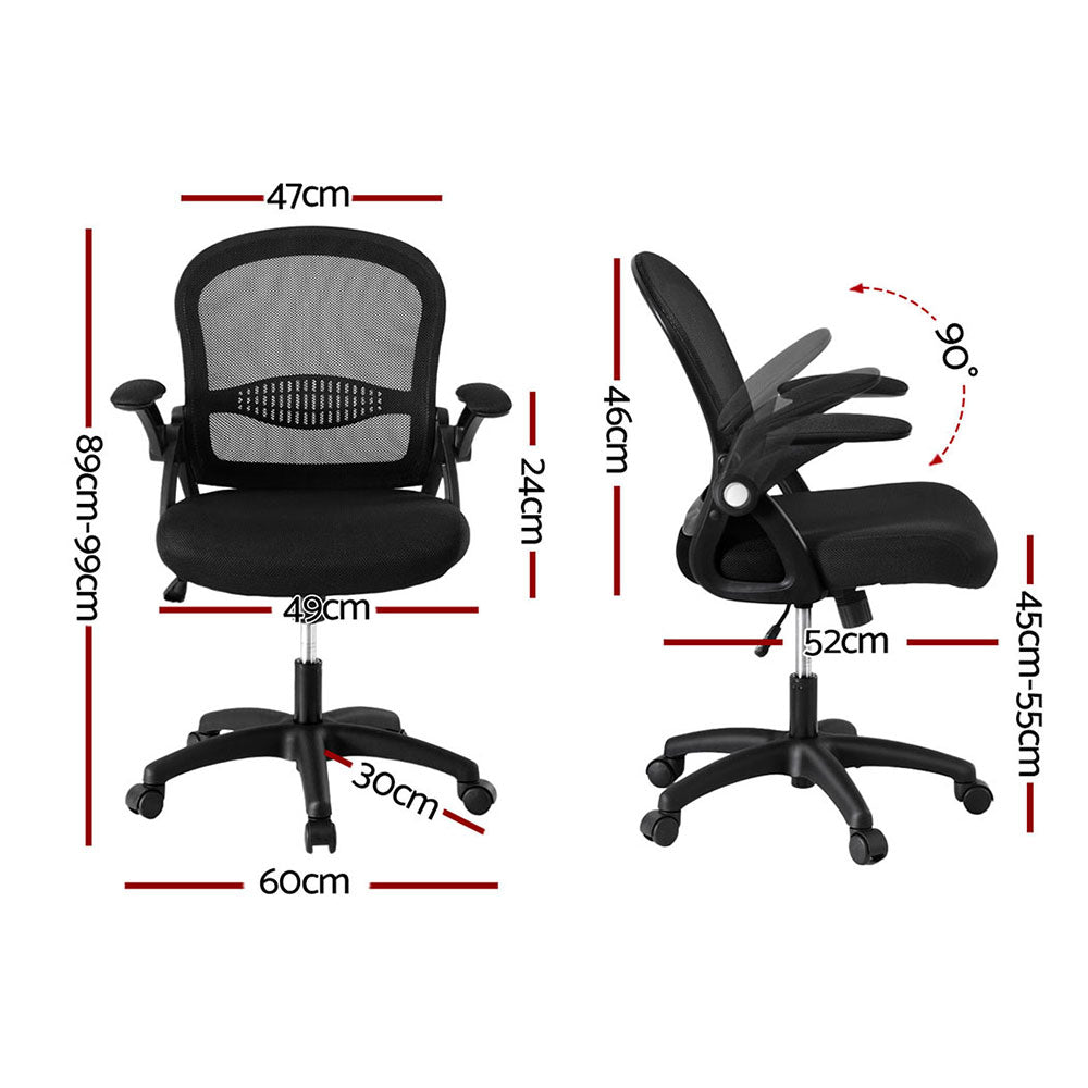 Artiss Mid-Back Mesh Office Chairs 2-Pack Black Gaming/Desk