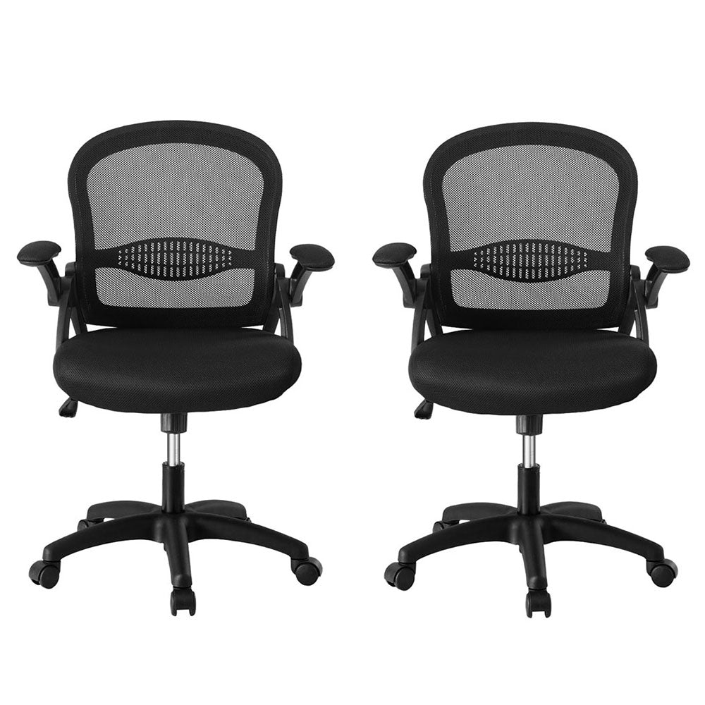Artiss Mid-Back Mesh Office Chairs 2-Pack Black Gaming/Desk