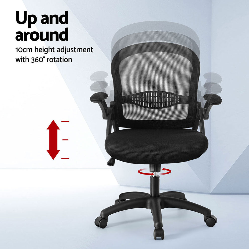 Artiss Mid-Back Mesh Office Chairs 2-Pack Black Gaming/Desk