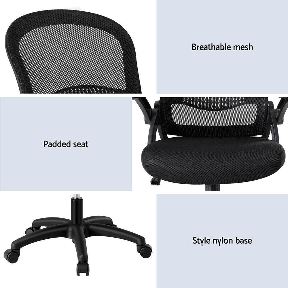 Artiss Mid-Back Mesh Office Chairs 2-Pack Black Gaming/Desk