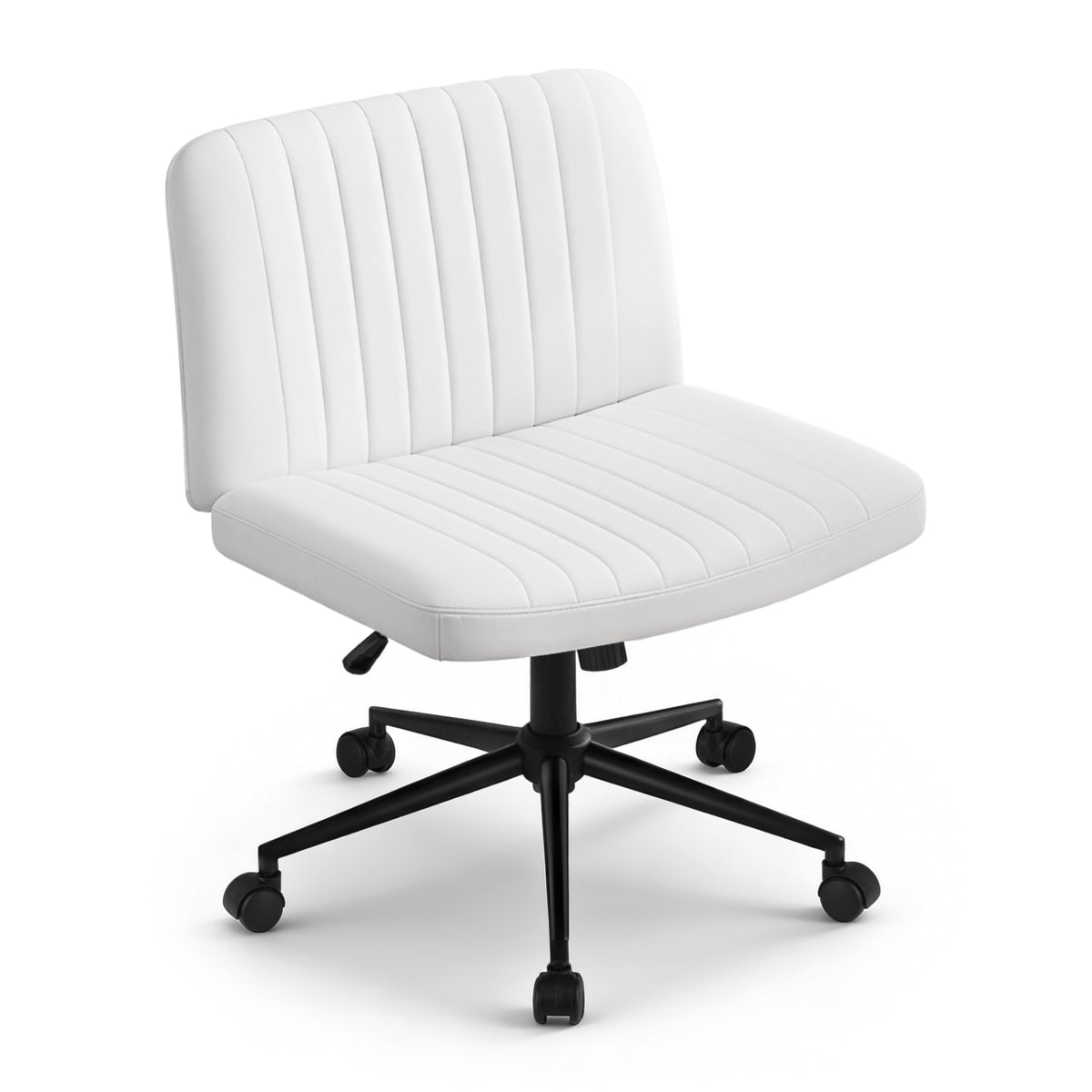 Criss Cross Armless Office Chair with Wheels, White
