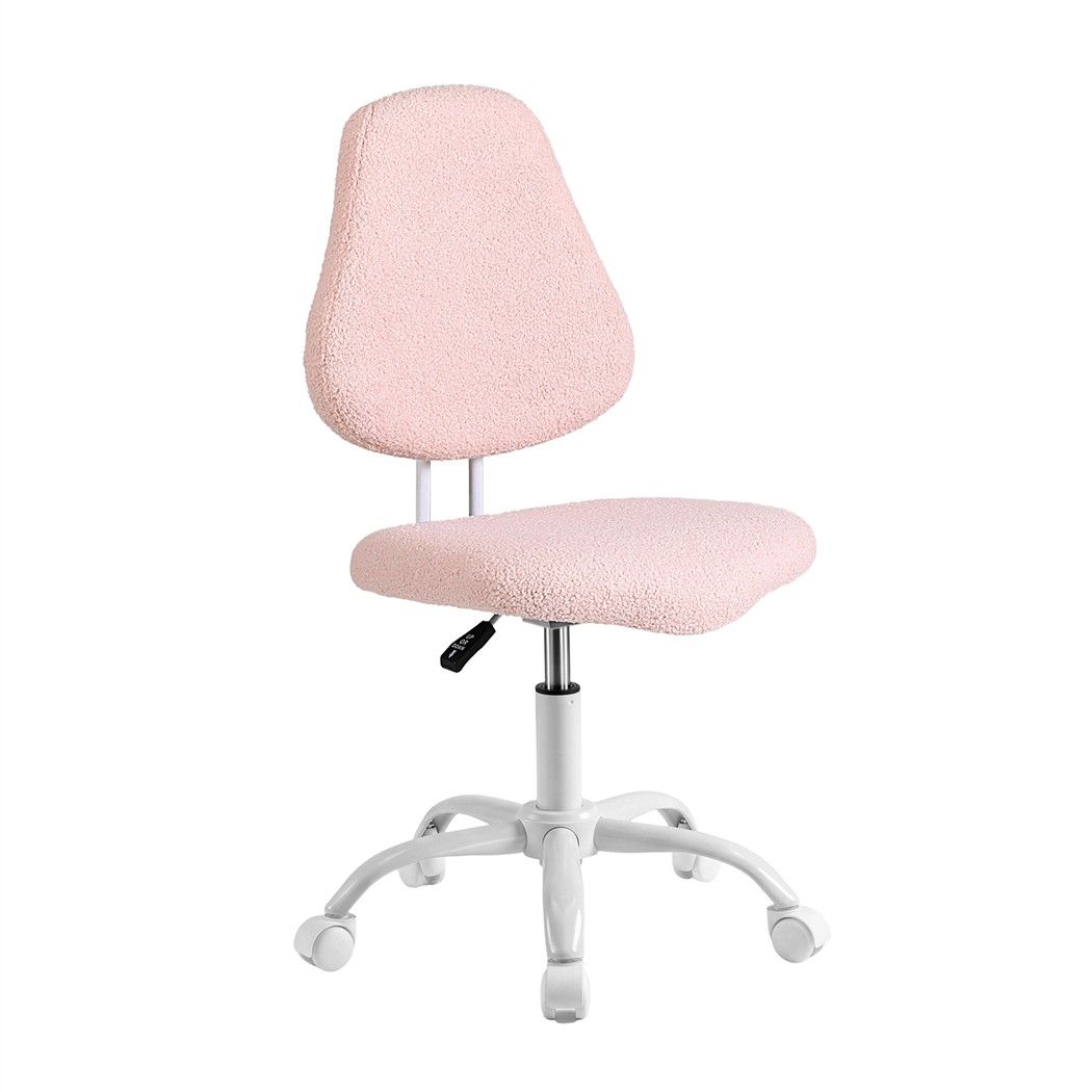 Artiss Armless Fleece Desk Chair Height Adjustable Pink