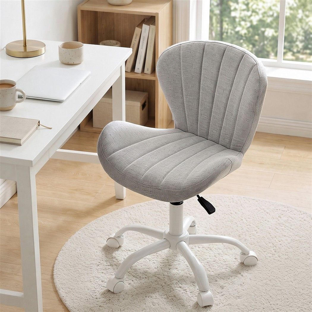 Artiss Armless Office Chair Height Adjustable Fabric Light Grey