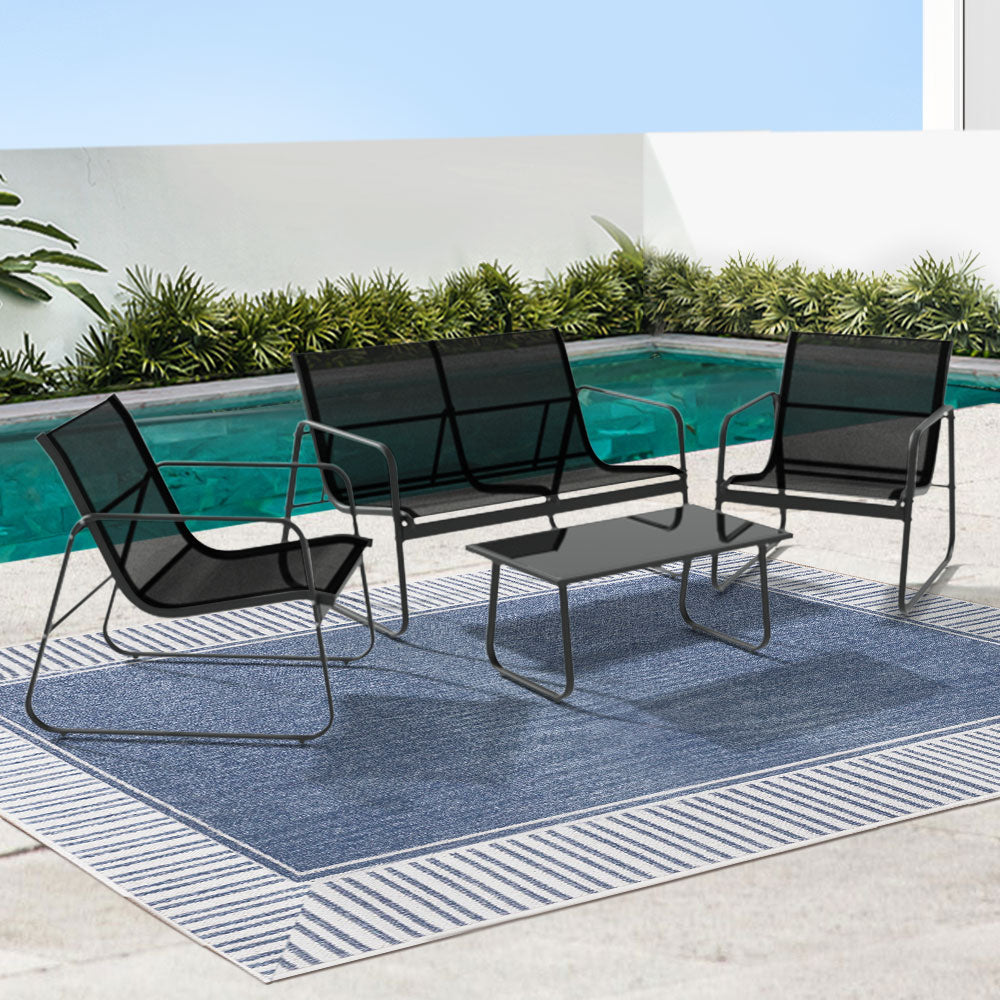 Gardeon 4-Piece Outdoor Sofa Set Textilene Black