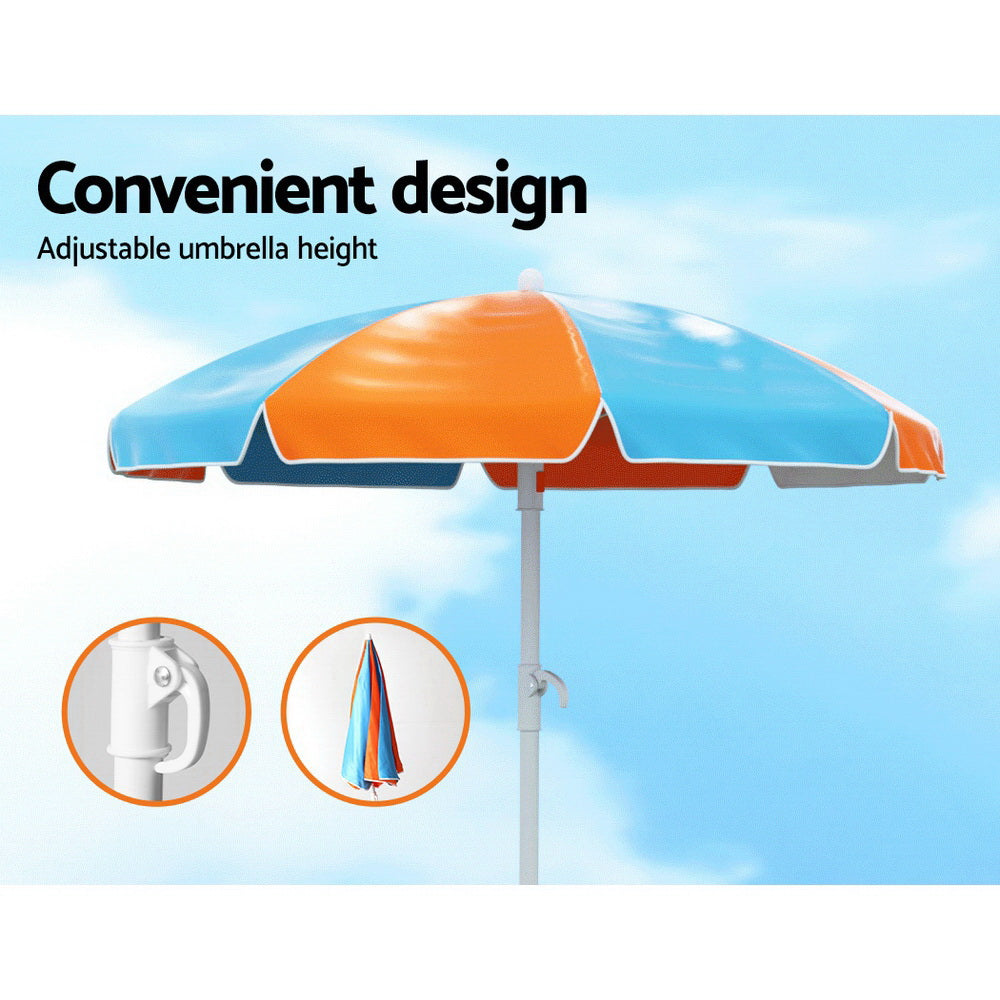 Keezi Kids Picnic Table Bench Set with Umbrella and Storage Boxes