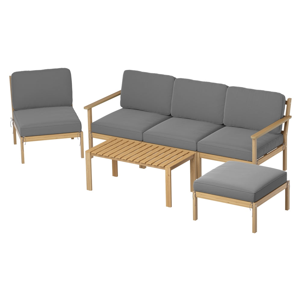 Gardeon 5-Seater Wooden Outdoor Lounge Sofa Set 6PCS
