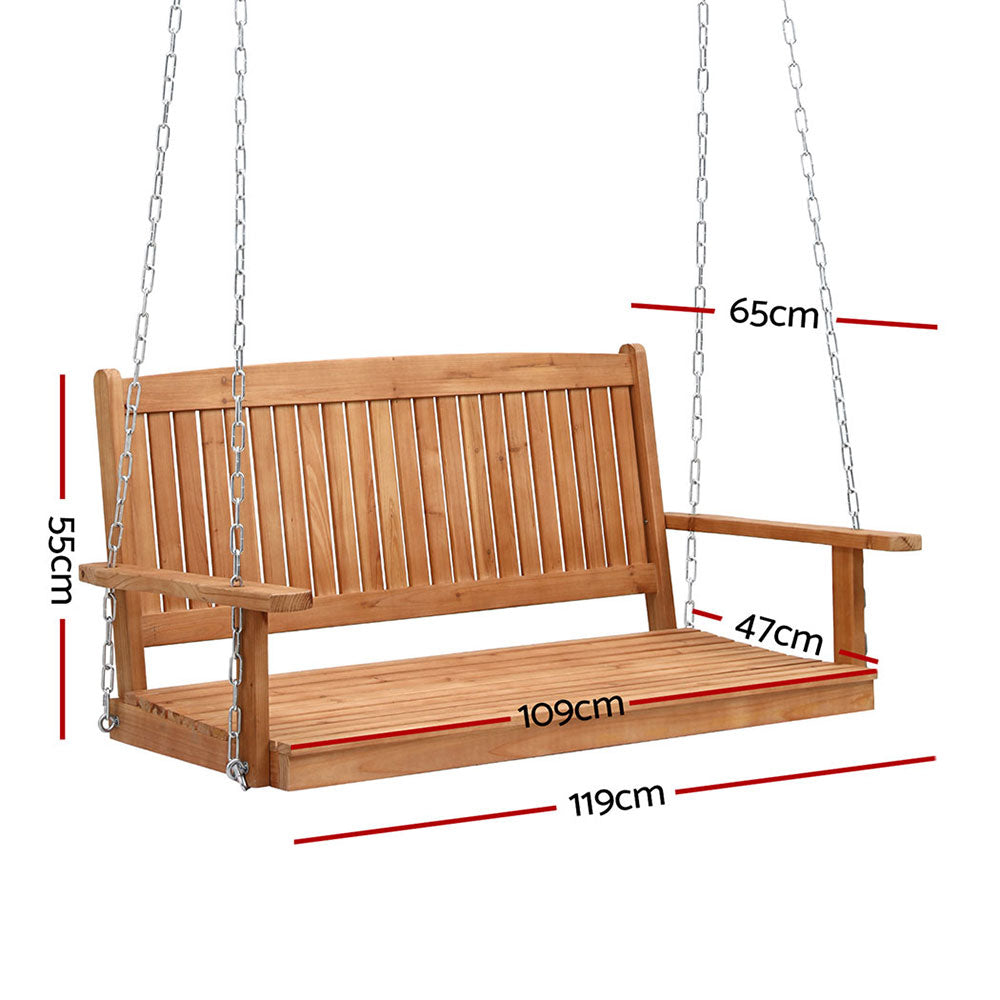 Gardeon 2-Seater Wooden Porch Swing Chair Teak