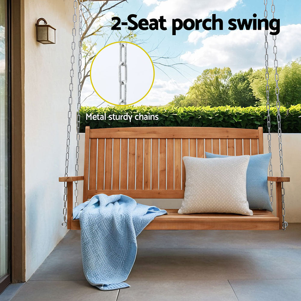 Gardeon 2-Seater Wooden Porch Swing Chair Teak