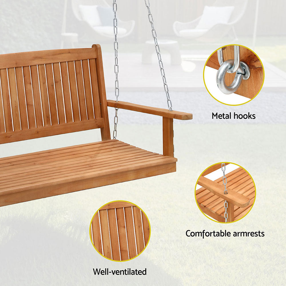 Gardeon 2-Seater Wooden Porch Swing Chair Teak