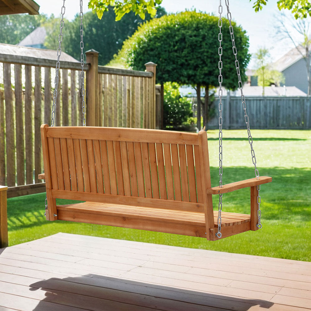 Gardeon 2-Seater Wooden Porch Swing Chair Teak