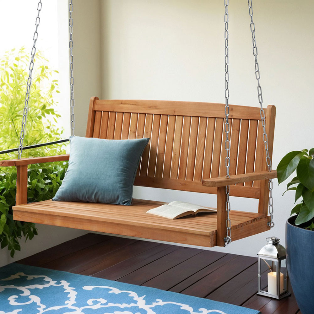 Gardeon Porch Swing Chair With Chain Wooden Outdoor Bench 2 Seater