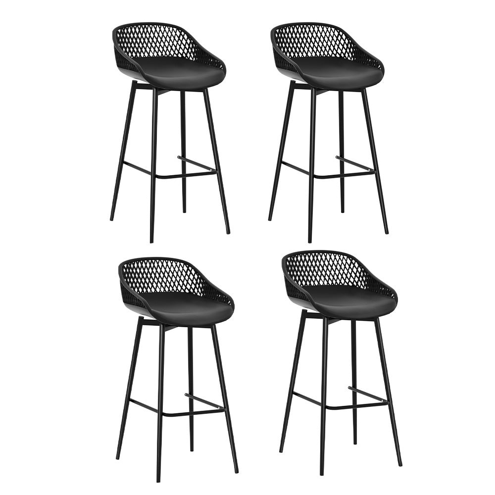 Gardeon 4x Outdoor Bar Stools Set Plastic Black