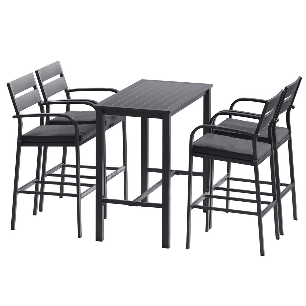Gardeon 5-Piece Outdoor Bar Set Aluminium Dark Grey