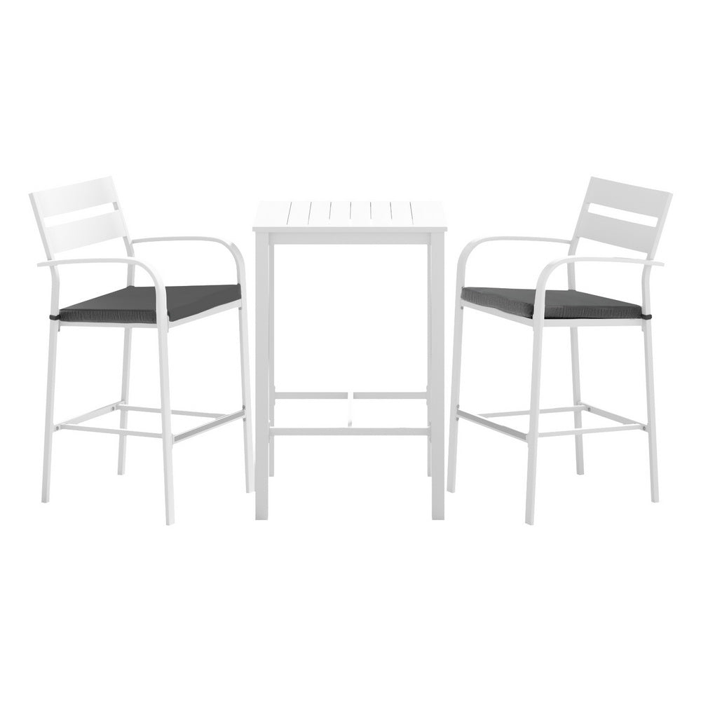 Gardeon 3-Piece Outdoor Bar Set Aluminium White/Grey