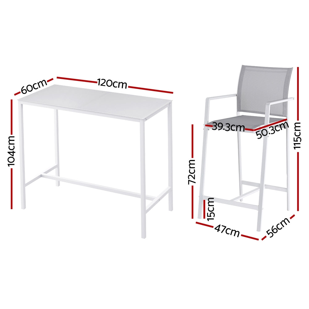 Gardeon 7-Piece Outdoor Bar Set Steel Bistro White