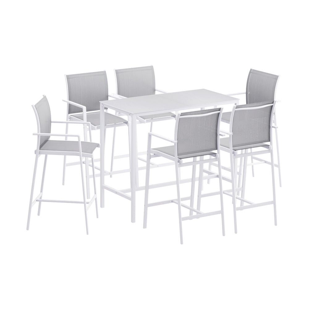 Gardeon 7-Piece Outdoor Bar Set Steel Bistro White
