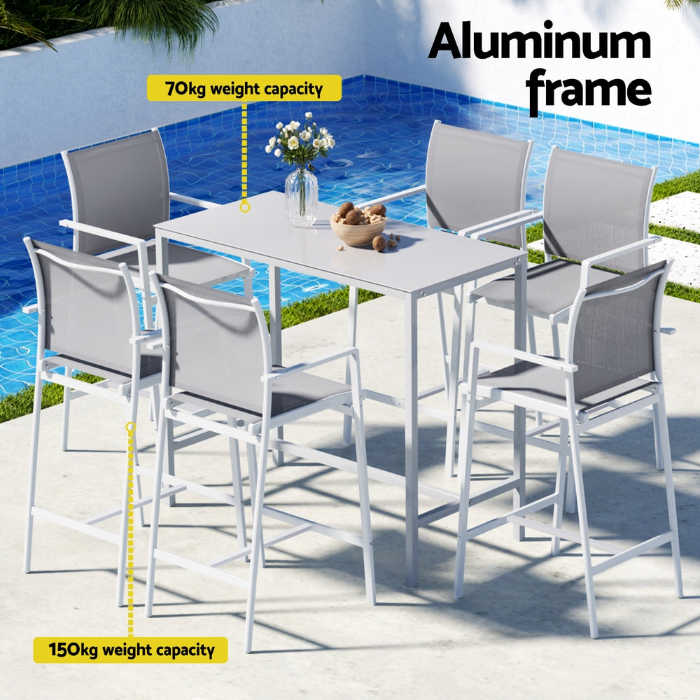 Gardeon 7-Piece Outdoor Bar Set Steel Bistro White