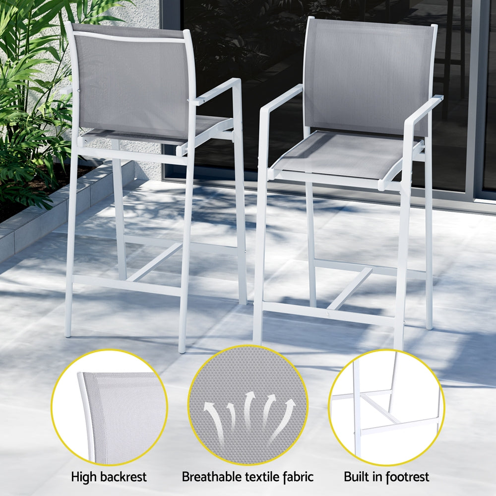 Gardeon 7-Piece Outdoor Bar Set Steel Bistro White