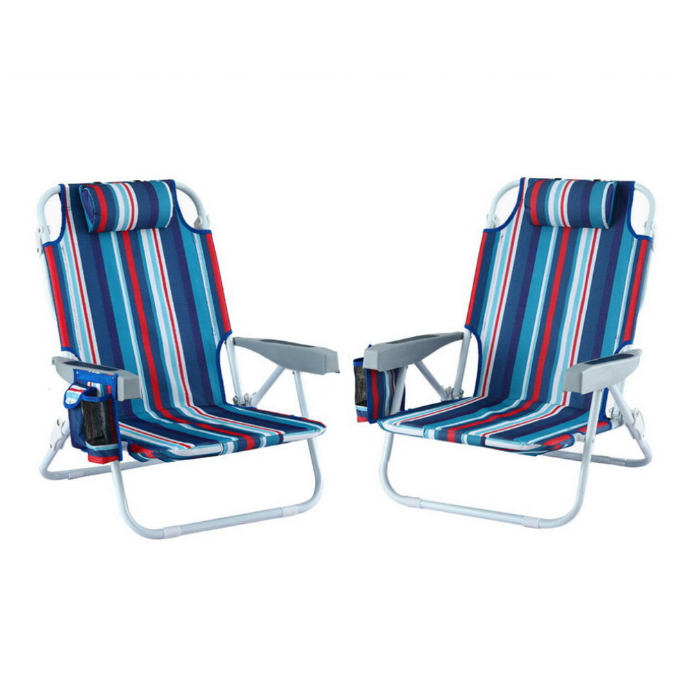 Gardeon Beach Recliner Chair Backpack Cooler Blue