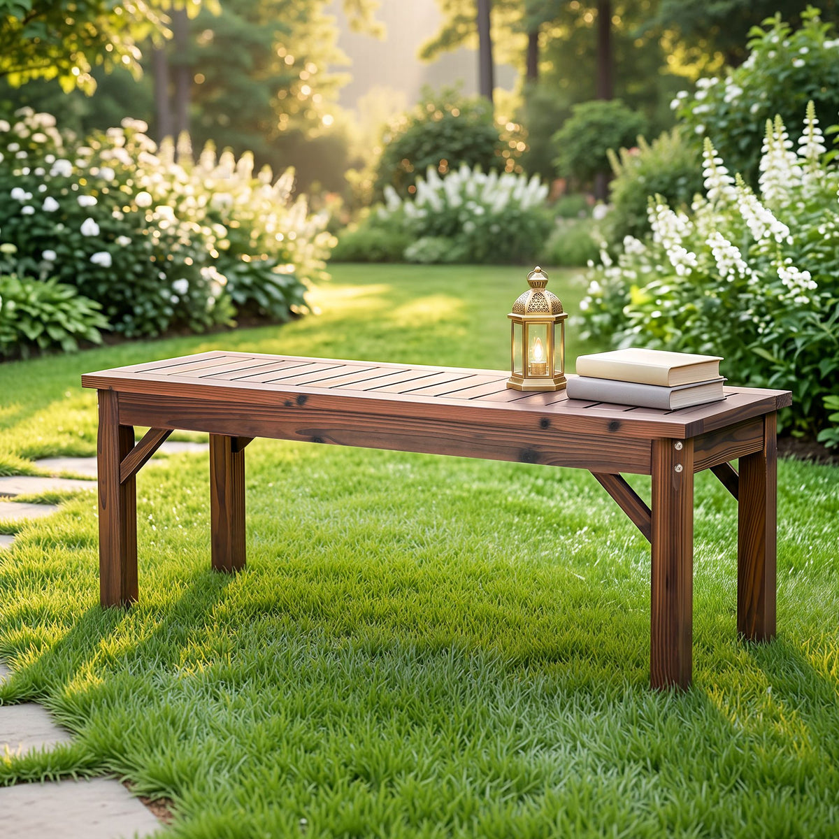 Gardeon Backless Timber Garden Bench Seat 120cm Brown