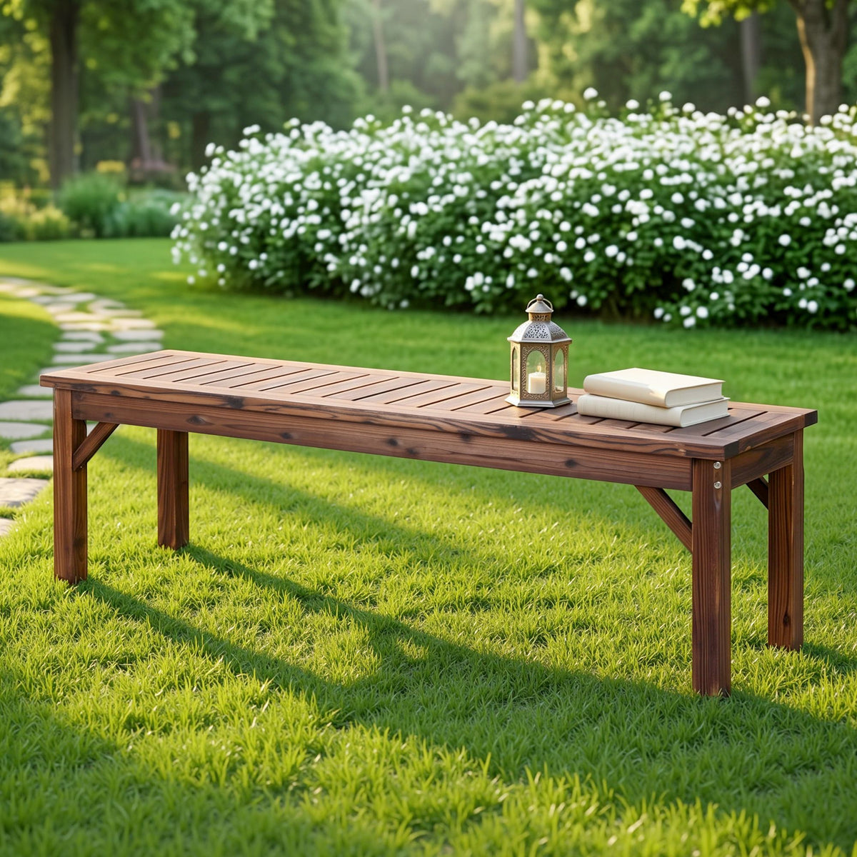 Gardeon Garden Bench Backless Timber Seat 150cm Brown