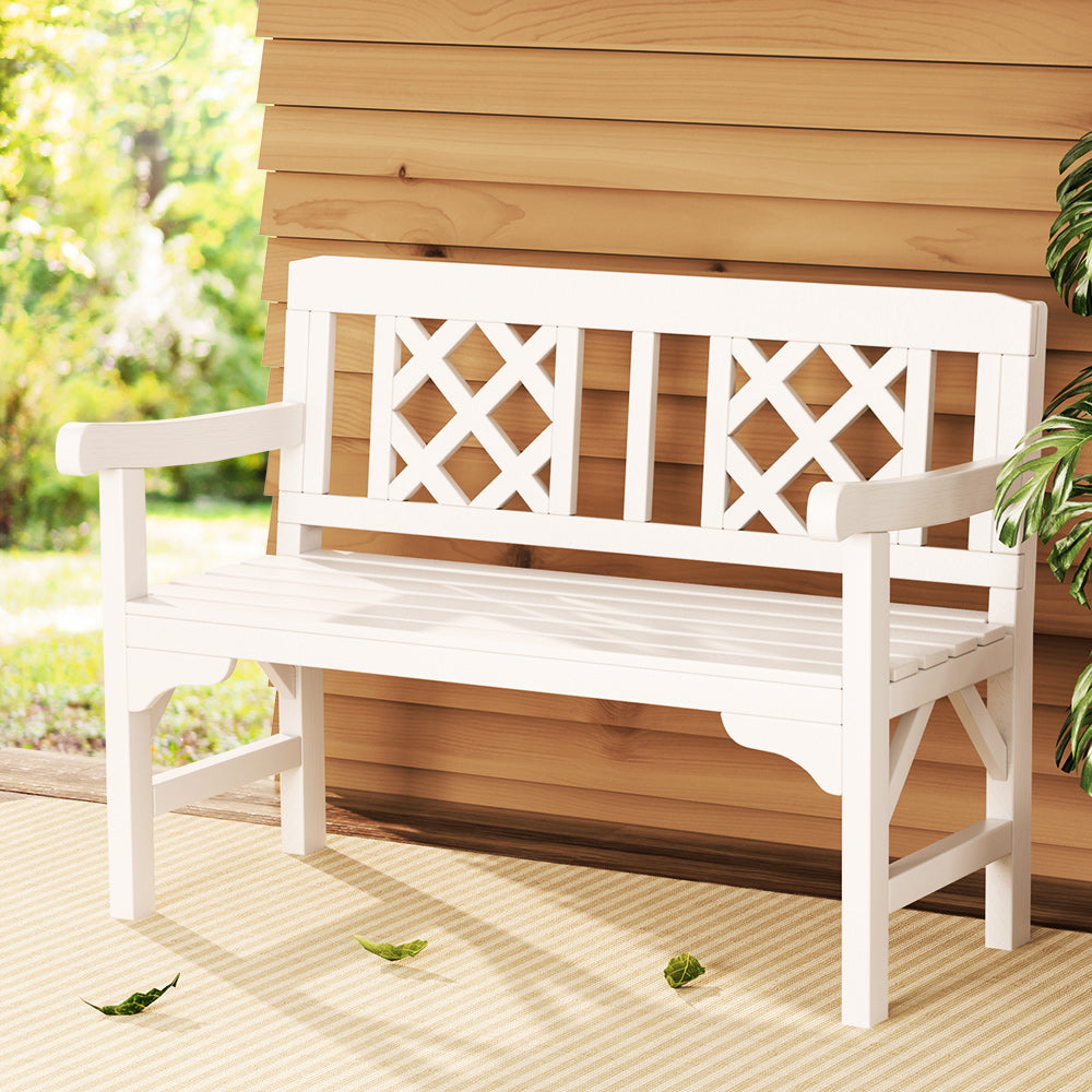 Gardeon 2 Seat Outdoor Garden Bench Wooden Chair White