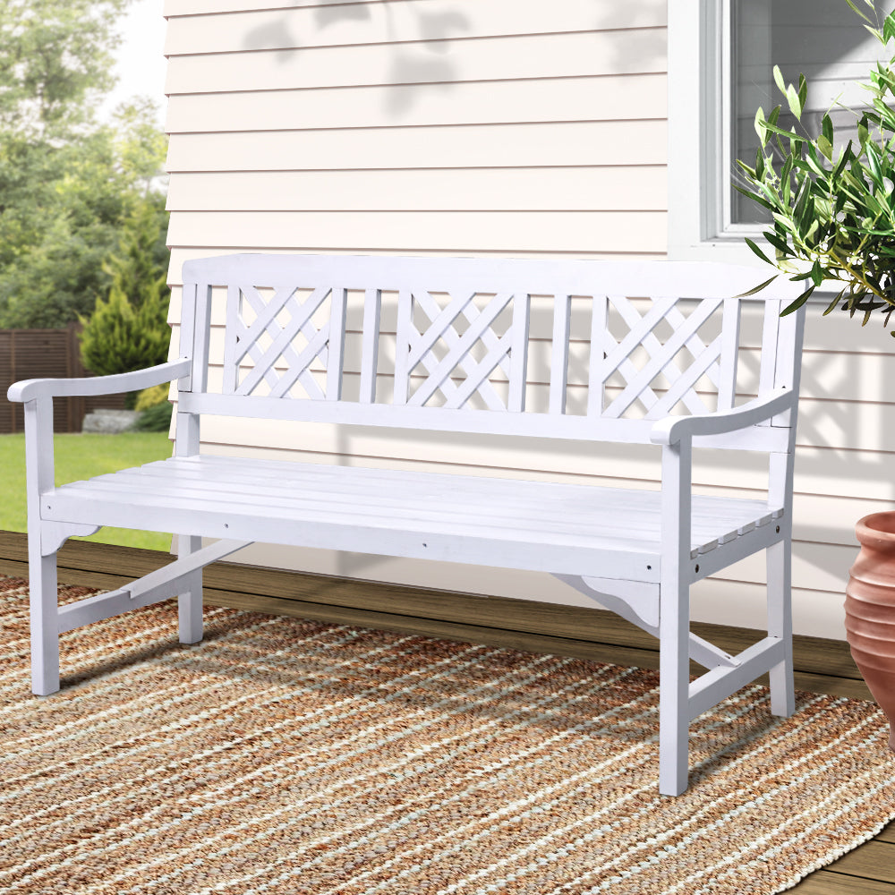 Gardeon 3 Seat Wooden Garden Bench Outdoor Patio Chair White