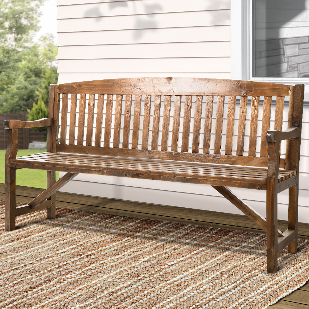 Gardeon Outdoor Wooden Garden Bench 3 Seater Natural