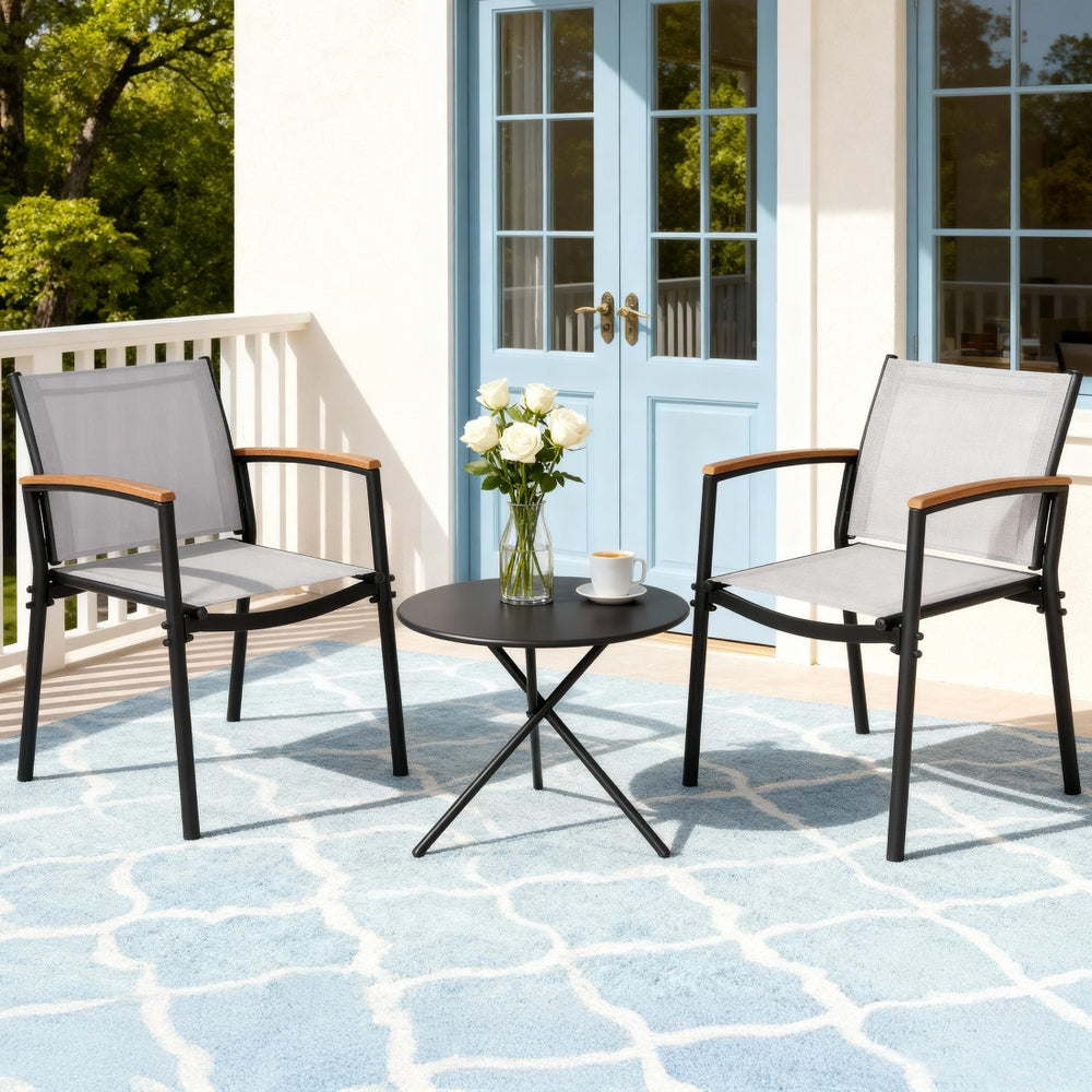 Gardeon 3PC Outdoor Bistro Set with Textilene Chairs and Table