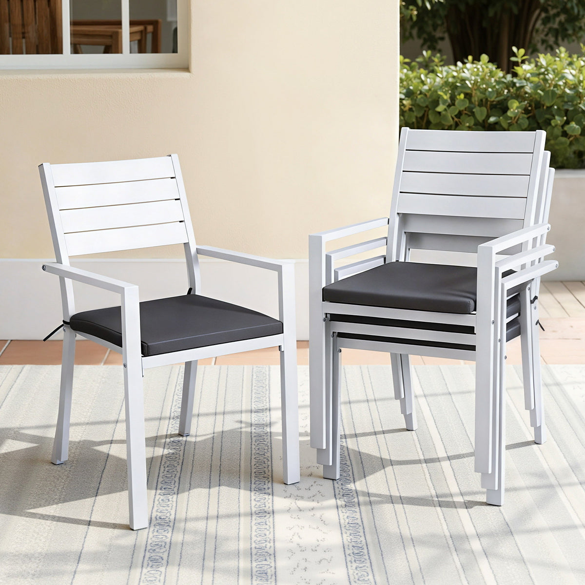 Gardeon 4-Piece Outdoor Dining Chairs Stackable Aluminium Patio Set