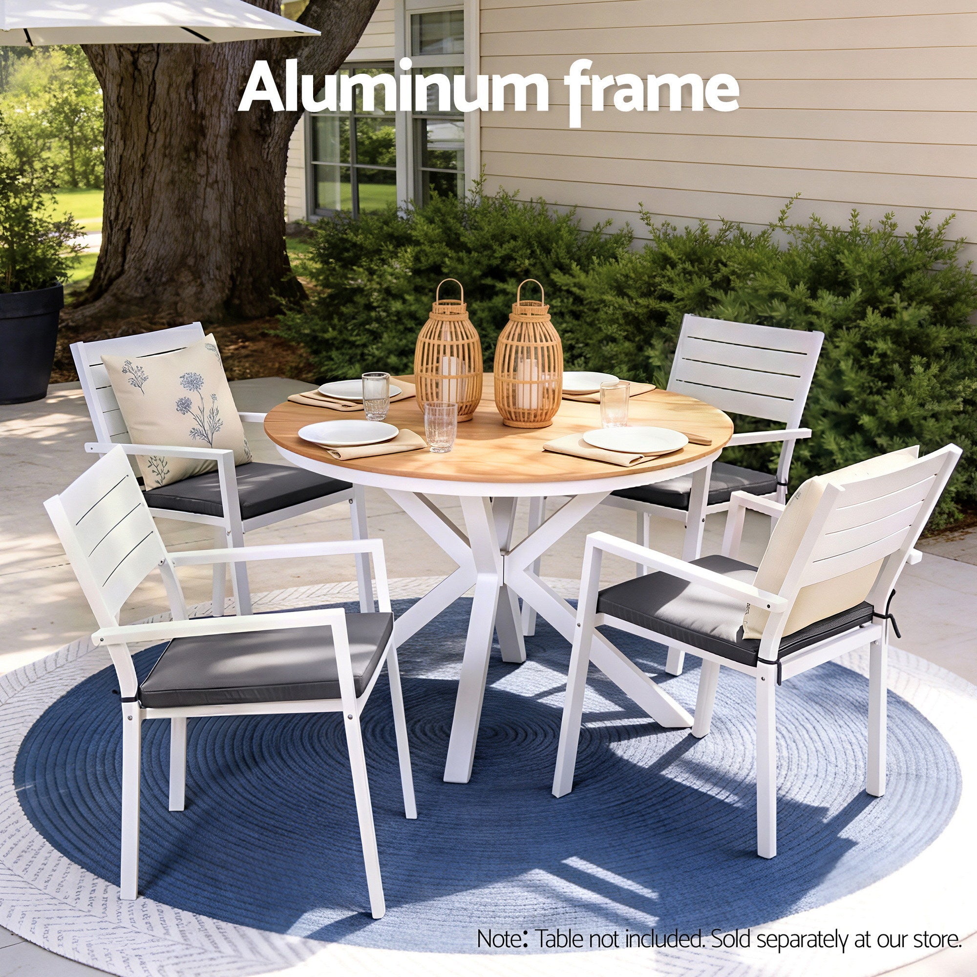 Gardeon 4PC Outdoor Dining Chairs Stackable Aluminum Lounge Chair Patio Furniture