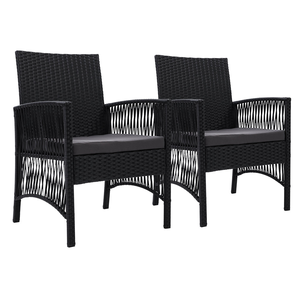 Lyra 2PC Outdoor Dining Chairs Wicker Black