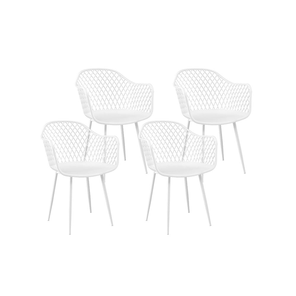 Gardeon 4PC Outdoor Dining Chairs White PP Lounge Garden Furniture