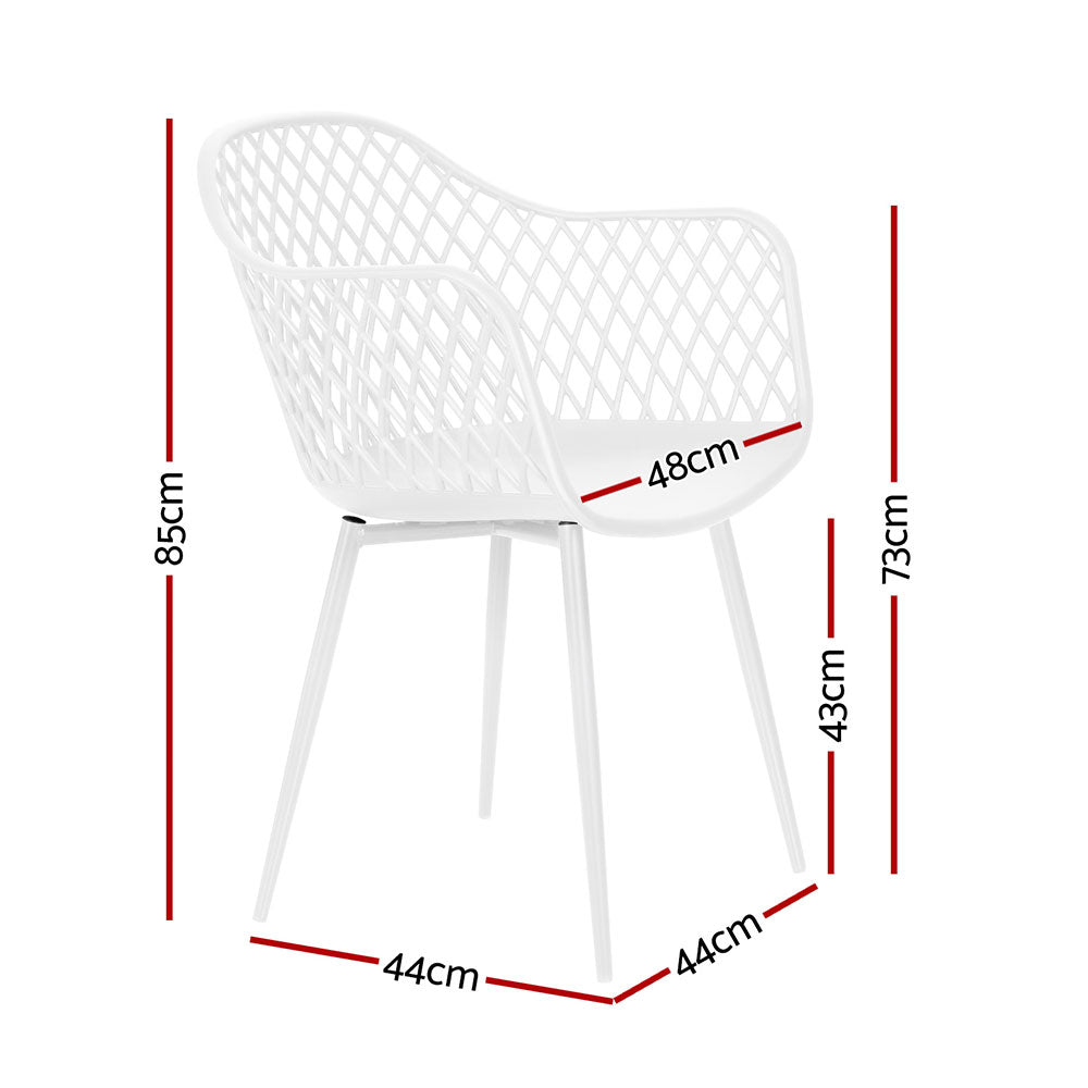 Gardeon 4PC Outdoor Dining Chairs White PP Lounge Garden Furniture