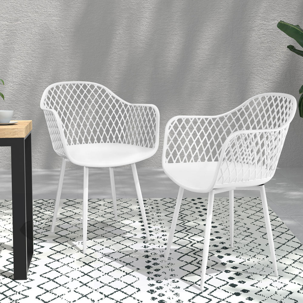 Gardeon 4PC Outdoor Dining Chairs White PP Lounge Garden Furniture