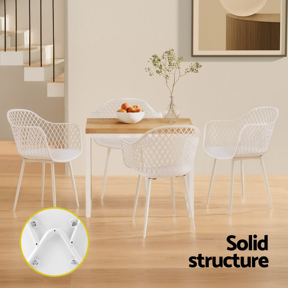 Gardeon 4PC Outdoor Dining Chairs White PP Lounge Garden Furniture