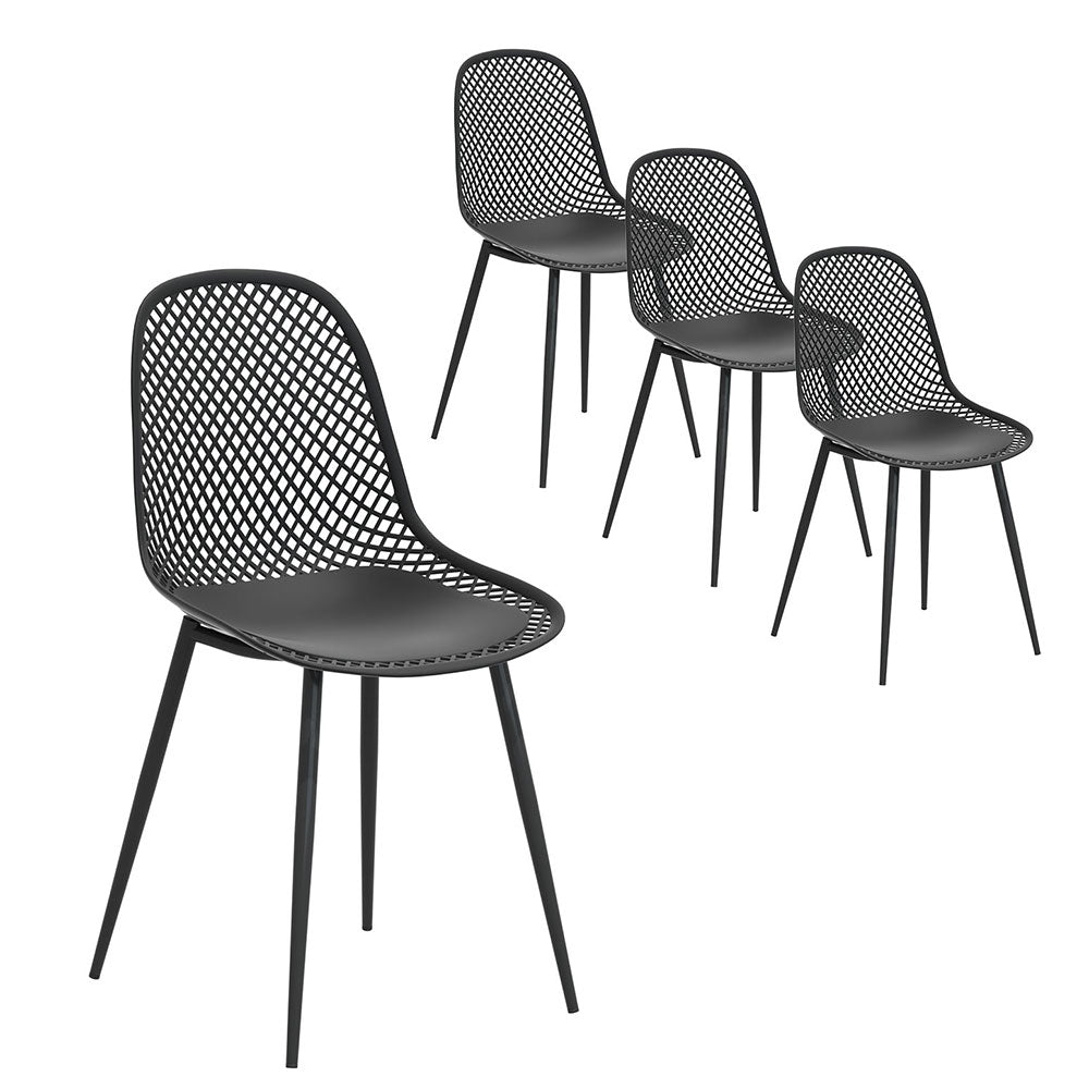 Gardeon 4PC Outdoor Dining Chairs PP Lounge Black