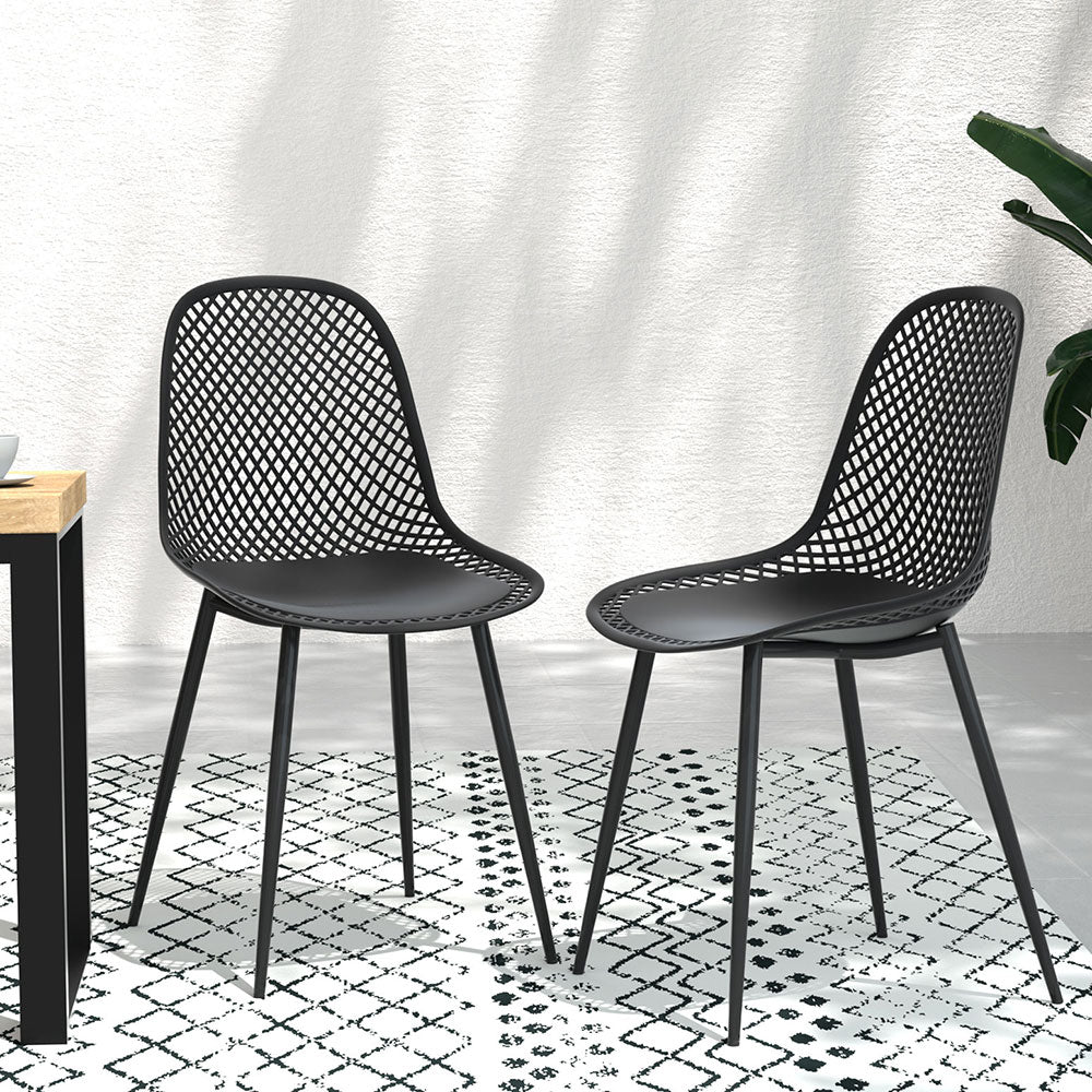 Gardeon 4PC Outdoor Dining Chairs PP Lounge Black