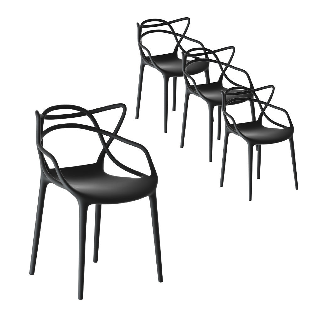 Gardeon 4PC Stackable Outdoor Dining Chairs Black
