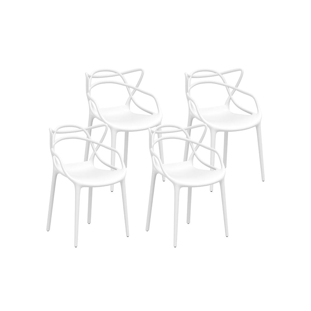 Gardeon 4PC Stackable Outdoor Dining Chairs White