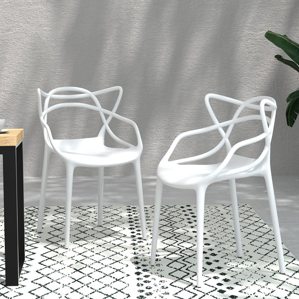 Gardeon 4PC Stackable Outdoor Dining Chairs White