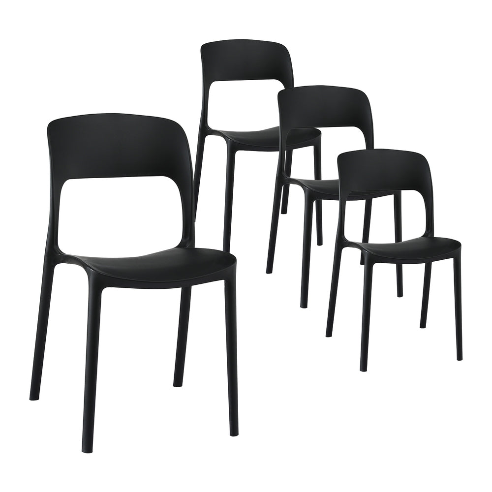 Gardeon 4PC Stackable Outdoor Dining Chair Set Black