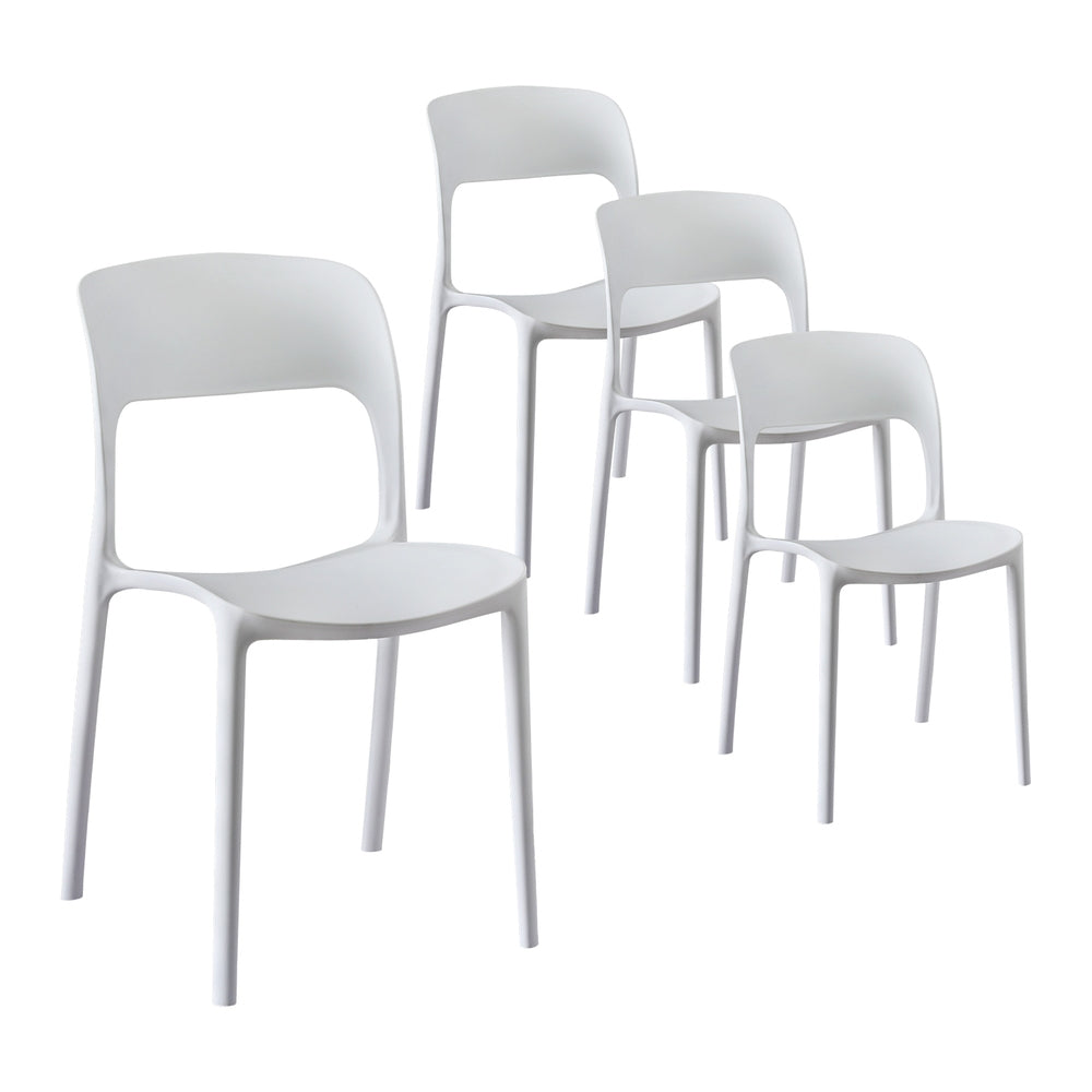 Gardeon 4PC Outdoor Dining Chair Set Stackable White
