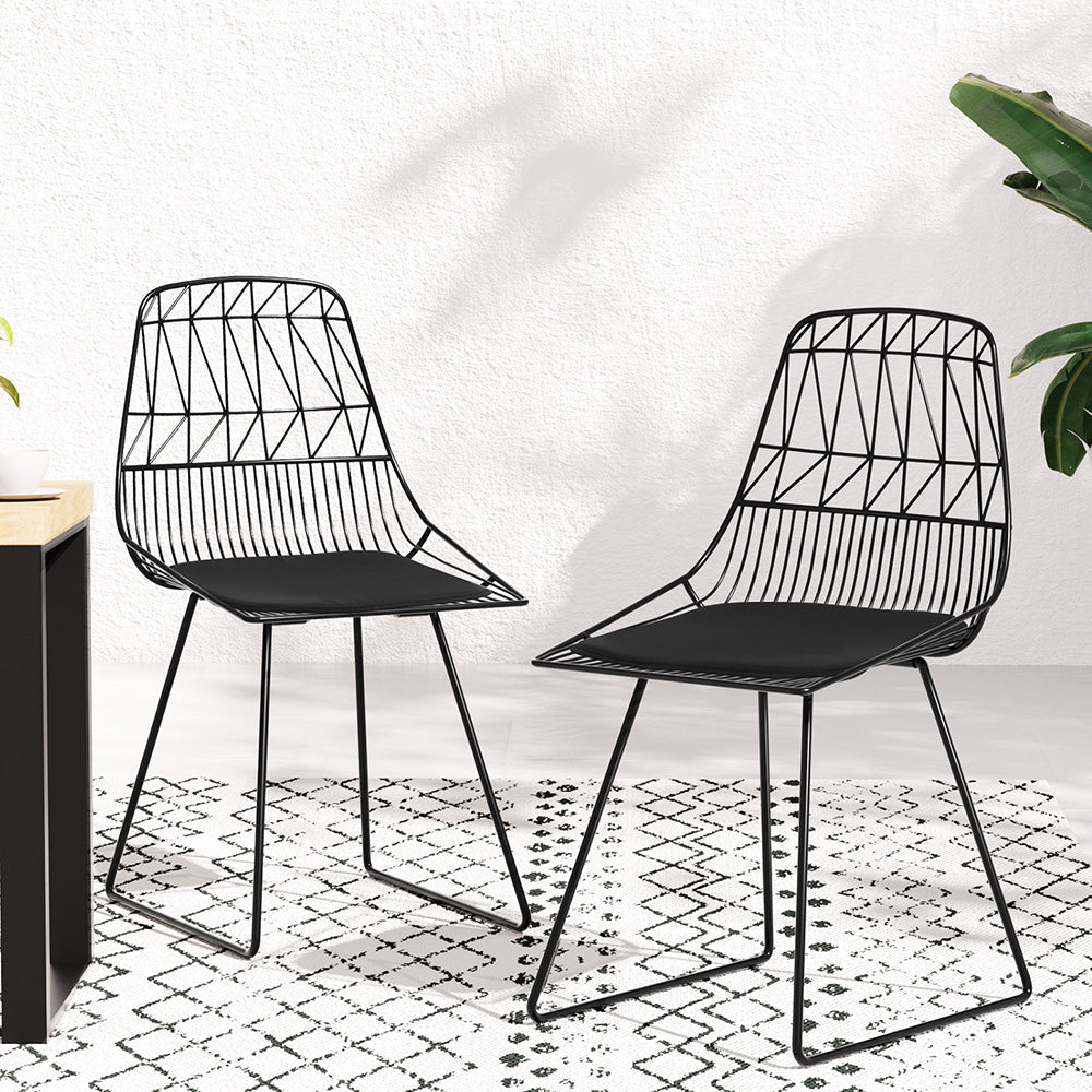 Gardeon 2PC Steel Outdoor Dining Chairs Black