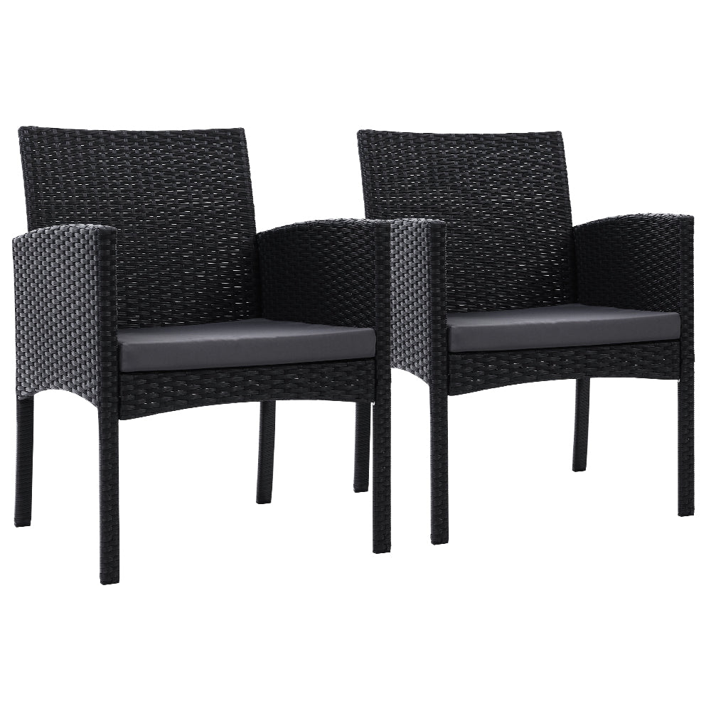 Ezra XL Outdoor Dining Chairs 2PC Rattan Lounge Grey