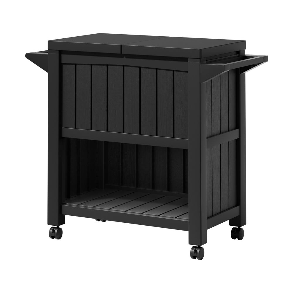 Gardeon 80L Outdoor Storage Cabinet Ice Bucket Cooler Black Trolley